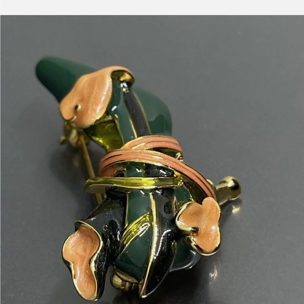 Kenneth Jay Lane, Signed, High Heeled Shoe Brooch with Cala Lilly. Vintage